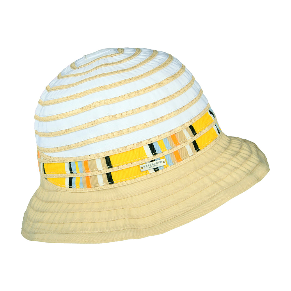 Chapeau Cloche Pliable à Rayures blanc-crème SEEBERGER