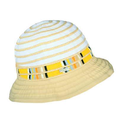 Chapeau Cloche Pliable à Rayures blanc-crème SEEBERGER