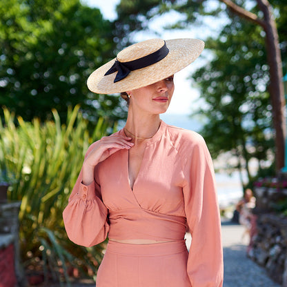 Chapeau Canotier en Paille Pearl naturel-noir FAILSWORTH