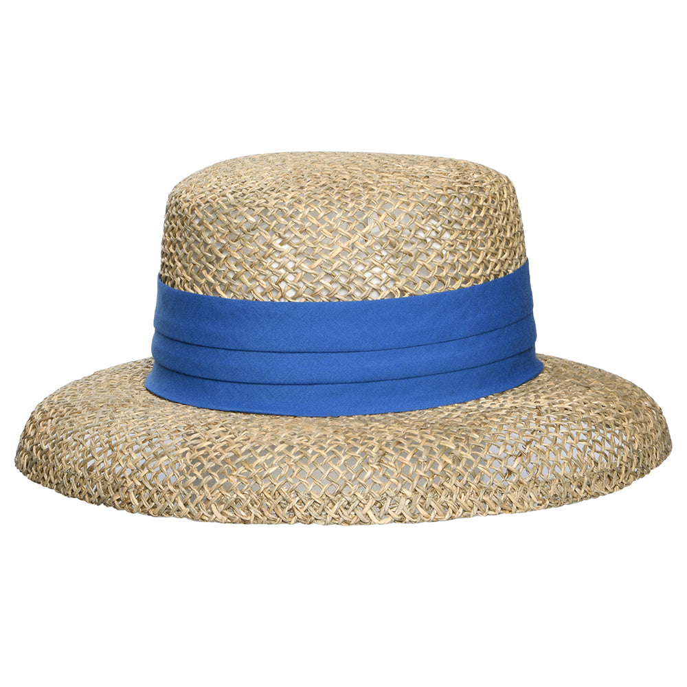 Chapeau Cloche en Jonc de Mer naturel-bleu SEEBERGER