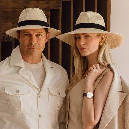 Chapeau Panama à Bord Large avec Bandeau noir Jessica naturel CHRISTYS