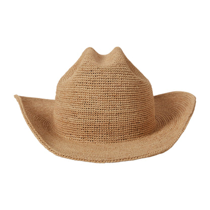 Chapeau de Cowboy en Raphia Crocheté Odessa beige sable BRIXTON