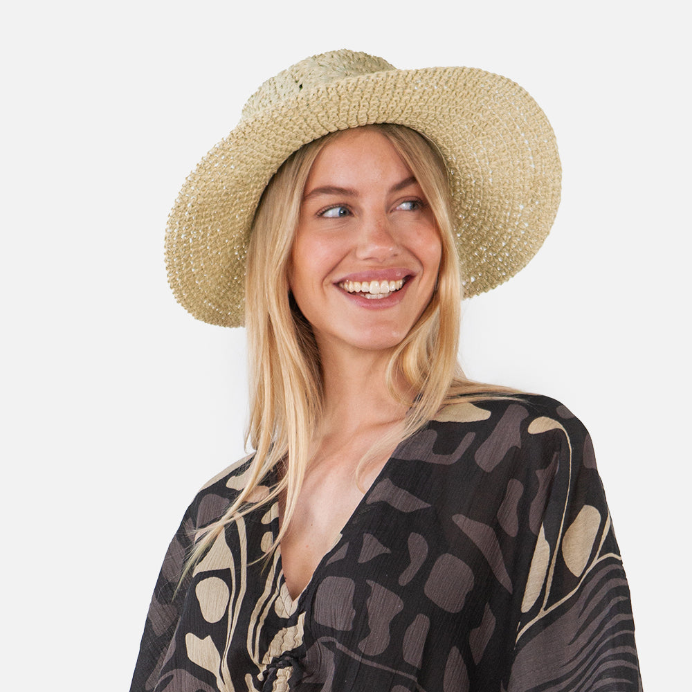 Chapeau Canotier en Paille Toyo Crochetée Fainte blé BARTS