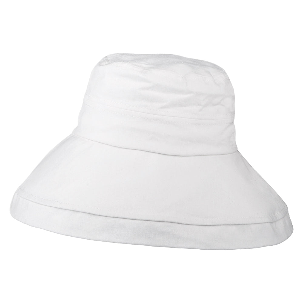 Chapeau Été en Lin Pliable Lily blanc SUR LA TÊTE