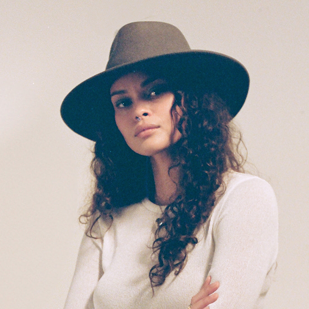 Chapeau Fedora en Laine Feutrée Pliable Joanna gris foncé BRIXTON