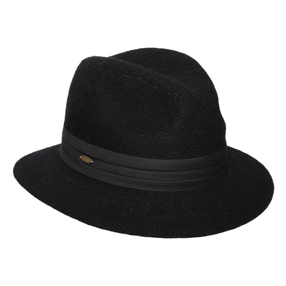 Chapeau Fedora Pliable en Angora Mélangé India noir SCALA