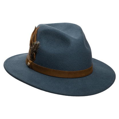 Chapeau Fedora Avec Plumes Hydrofuge en Laine Feutrée bleu ardoise FAILSWORTH