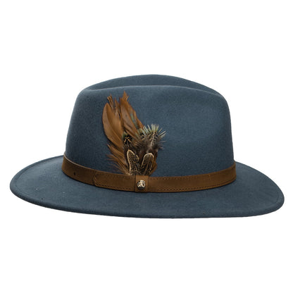 Chapeau Fedora Avec Plumes Hydrofuge en Laine Feutrée bleu ardoise FAILSWORTH