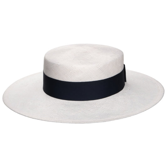 Chapeau Canotier Audrey blanc-bleu marine WHITELEY