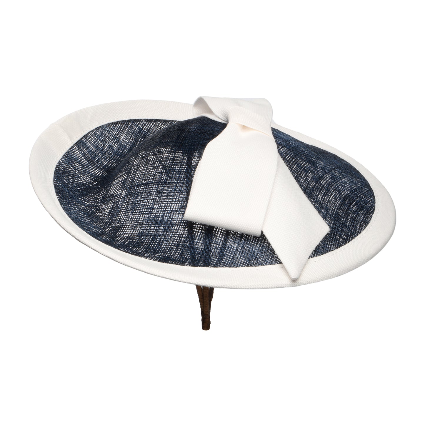 Chapeau Bibi Disque en Paille Grace bleu marine-ivoire WHITELEY