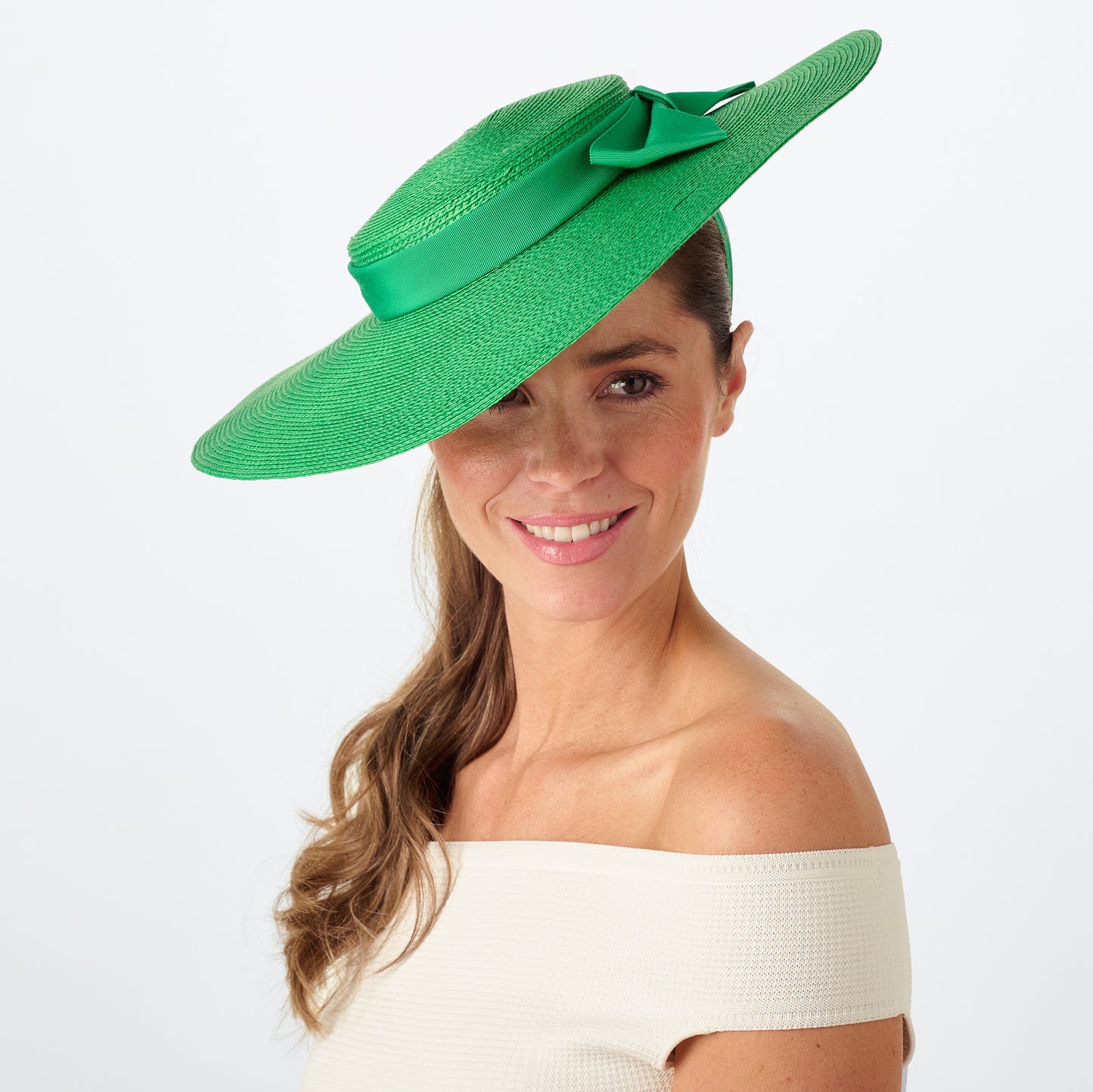 Chapeau Canotier en Paille Toyo Pearl vert FAILSWORTH