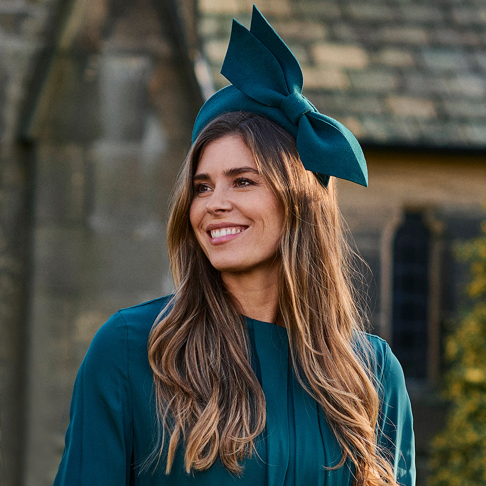 Serre-tête de Cérémonie en Laine Feutrée avec Nœud bleu sarcelle FAILSWORTH