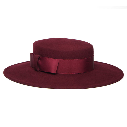 Chapeau Canotier en Laine Feutrée Fiona mûre WHITELEY