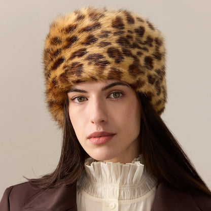 Chapeau Calot Hiver en Fausse Fourrure léopard HELEN MOORE