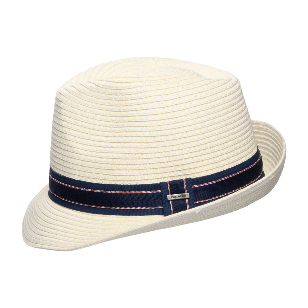 Chapeau Trilby en Paille Toyo Pliable Wiseguy ivoire DORFMAN PACIFIC