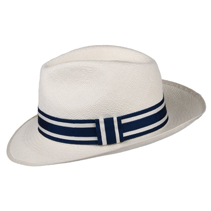 Chapeau Fedora Panama avec Bandeau à Rayures Ascot Striatus Preset décoloré CHRISTYS