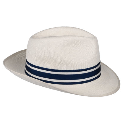 Chapeau Fedora Panama avec Bandeau à Rayures Ascot Striatus Preset décoloré CHRISTYS