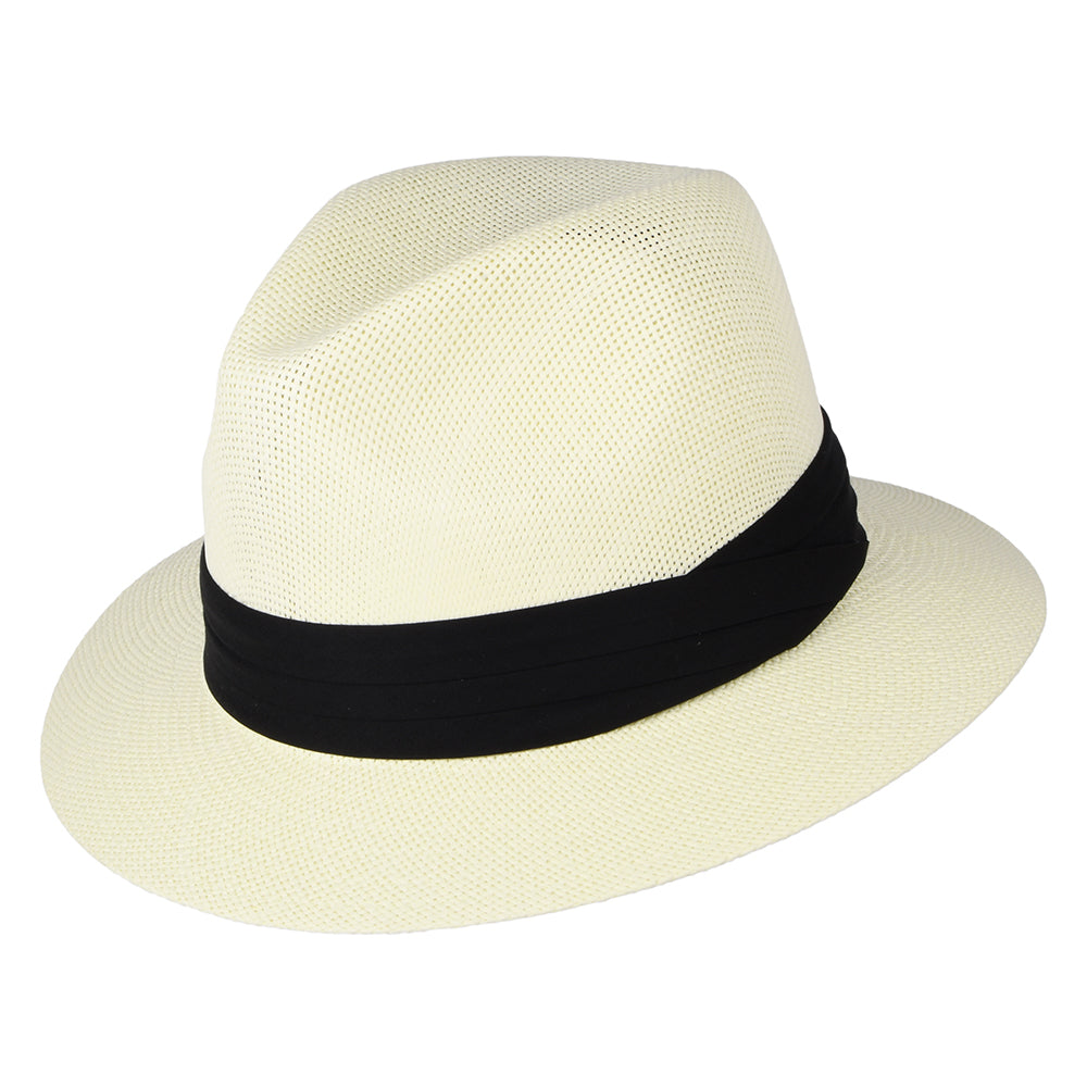 Chapeau Fedora Safari Mat en Paille Toyo ivoire DORFMAN PACIFIC