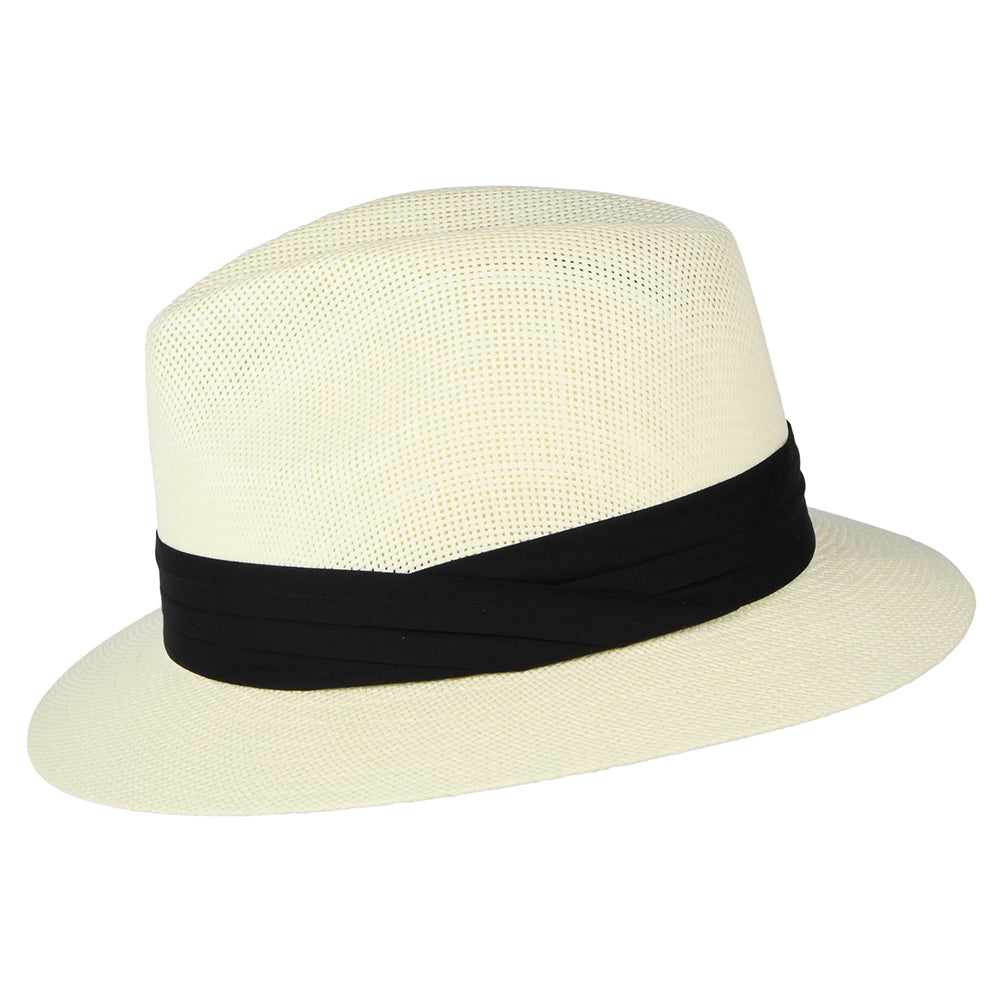 Chapeau Fedora Safari Mat en Paille Toyo ivoire DORFMAN PACIFIC