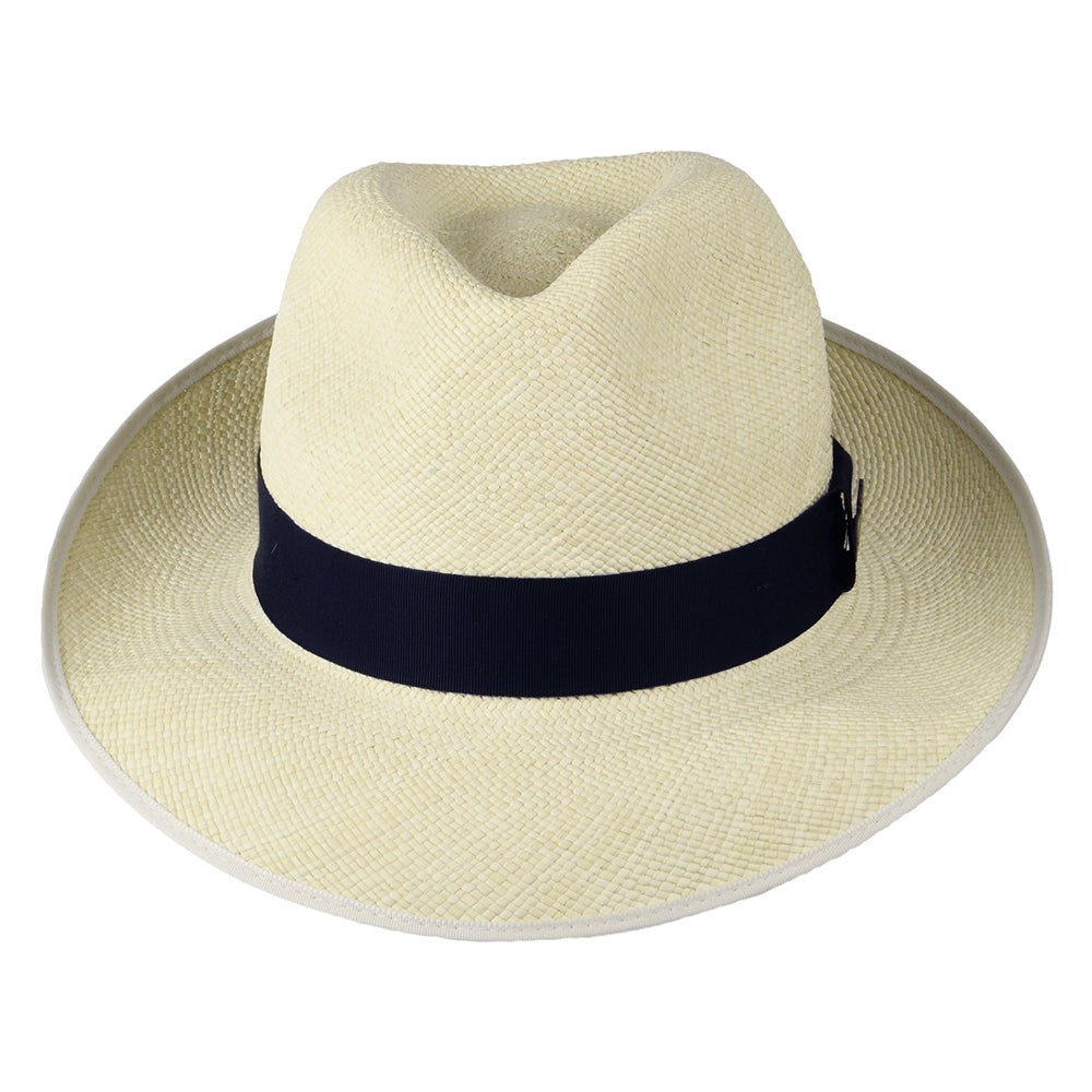 Chapeau Fedora Panama avec Bandeau bleu marine Classic Preset semi-décoloré CHRISTYS