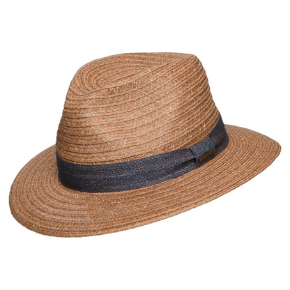 Chapeau Fedora en Paille Toyo Traveller marron clair-bleu STETSON
