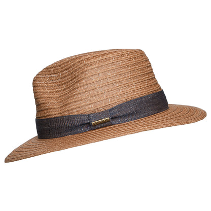 Chapeau Fedora en Paille Toyo Traveller marron clair-bleu STETSON