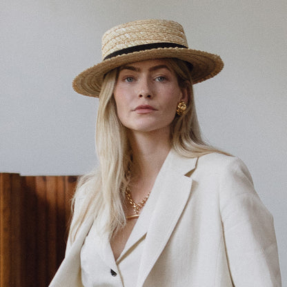 Chapeau Canotier avec Bandeau noir naturel CHRISTYS