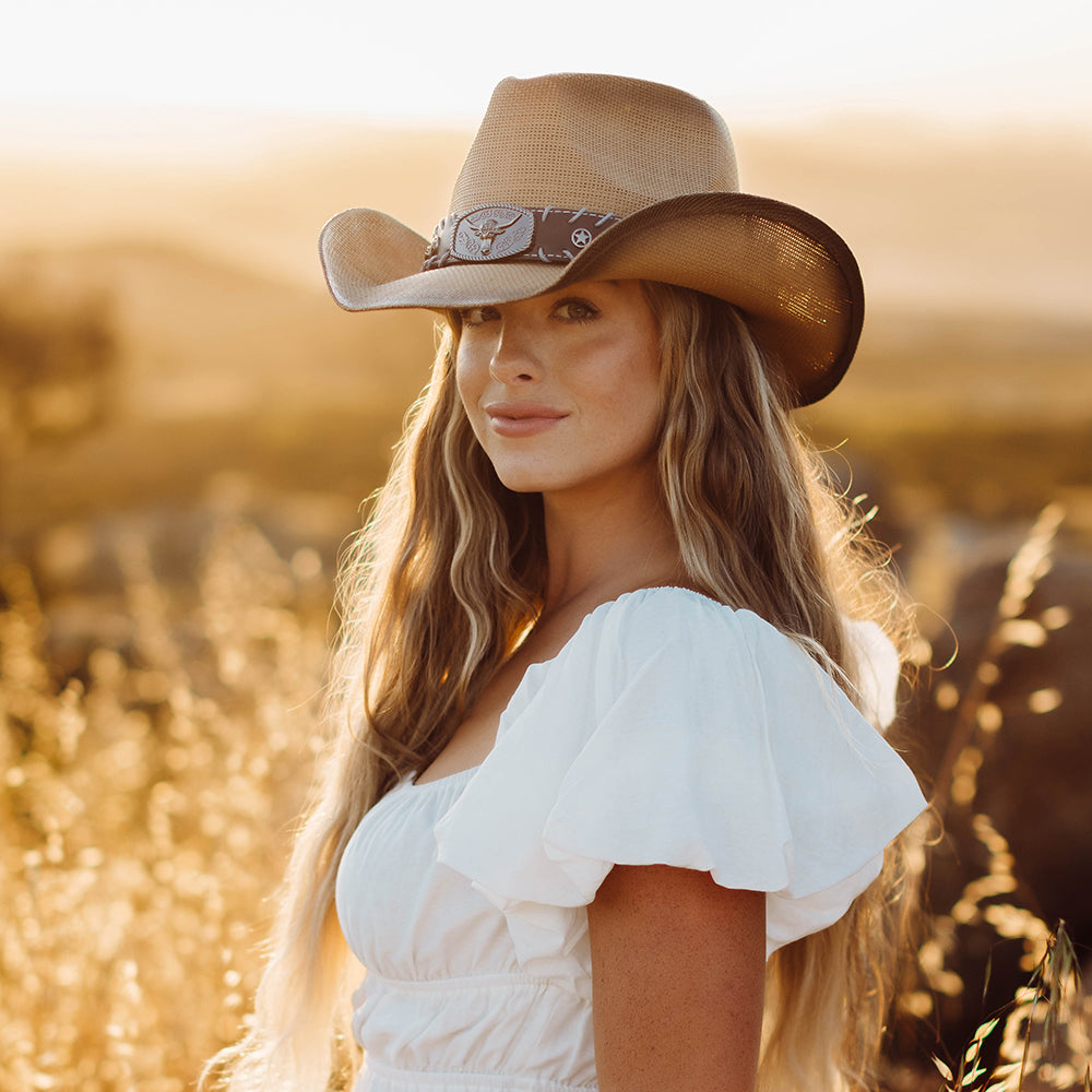 Chapeau de Cowboy Western en Paille Toyo Mate Chet whisky DORFMAN PACIFIC