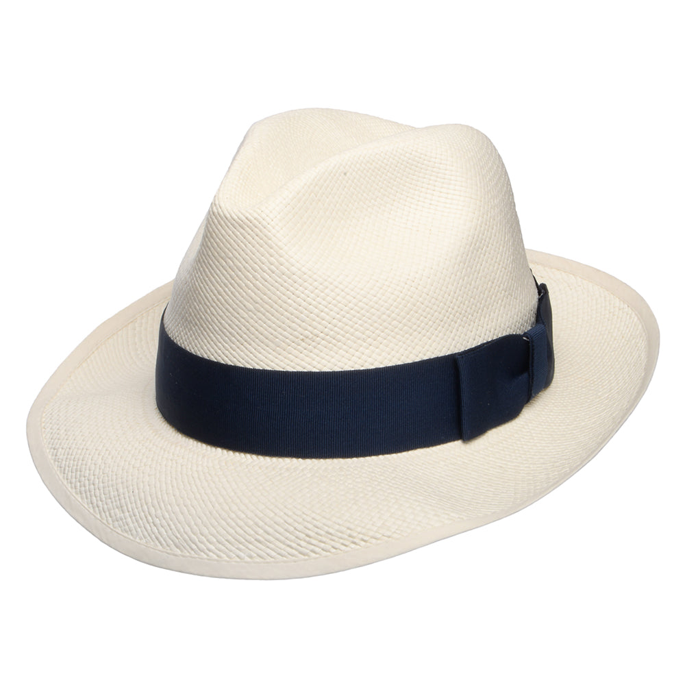 Chapeau Fedora Panama avec Bandeau bleu marine Kensington décoloré DENTON