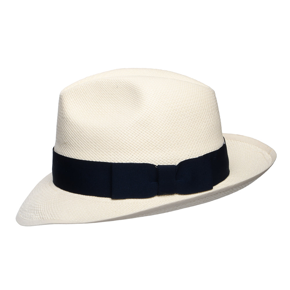 Chapeau Fedora Panama avec Bandeau bleu marine Kensington décoloré DENTON