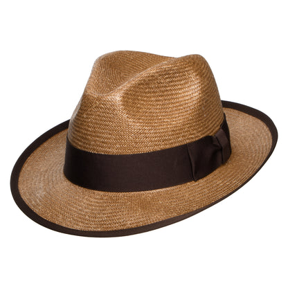 Chapeau Fedora en Paille Toyo Mayfair marron clair DENTON