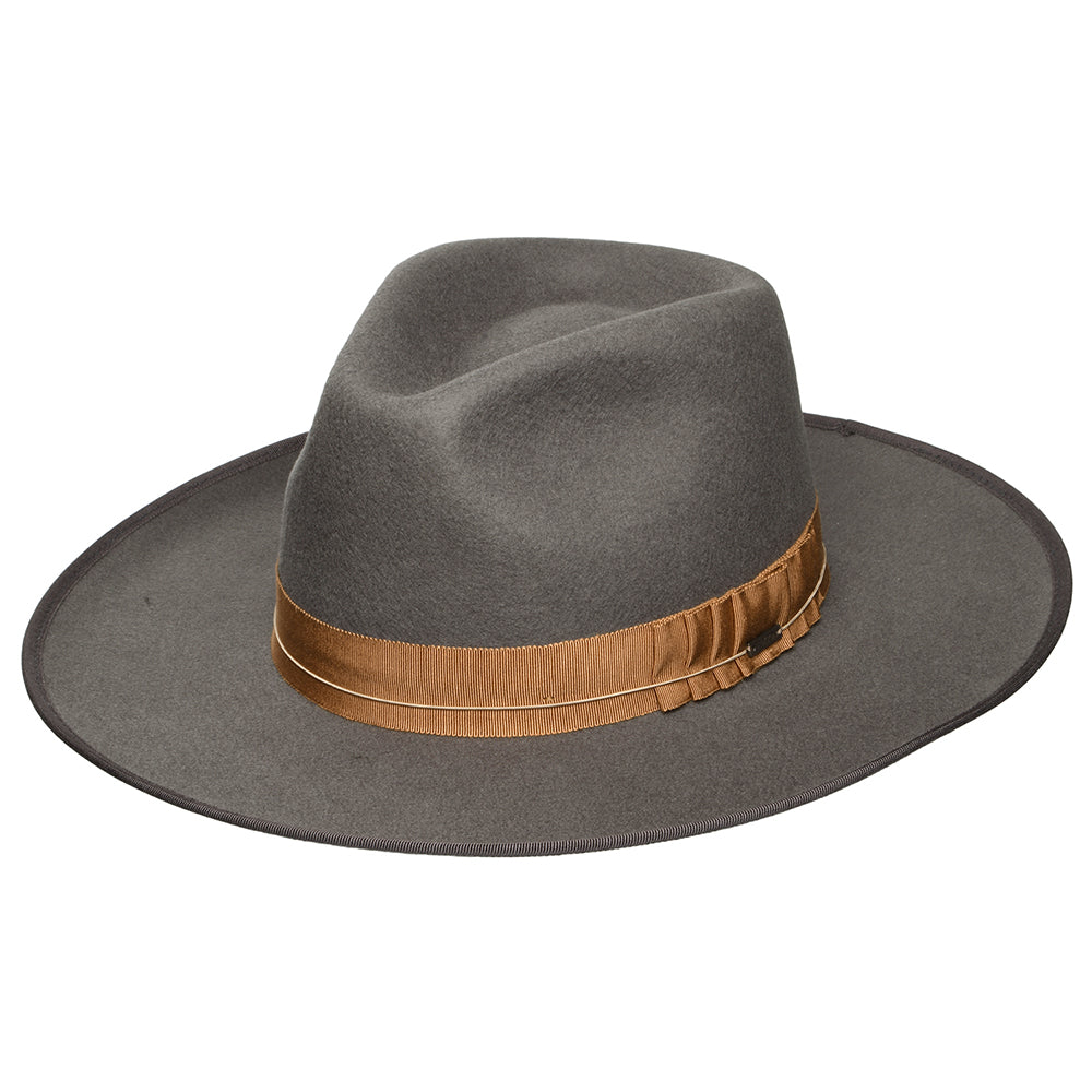 Chapeau Fedora en Laine Feutrée Reno gris foncé BRIXTON