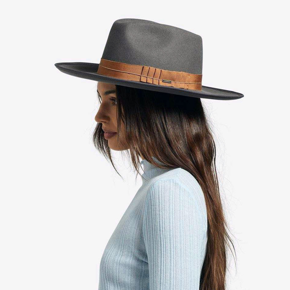 Chapeau Fedora en Laine Feutrée Reno gris foncé BRIXTON