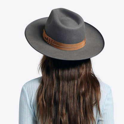 Chapeau Fedora en Laine Feutrée Reno gris foncé BRIXTON