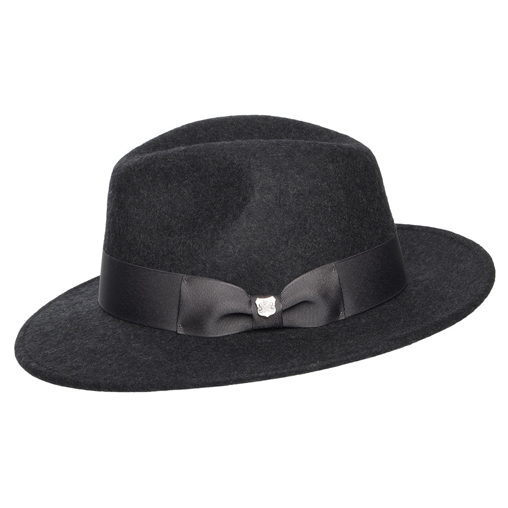 Chapeau Fedora en Laine Feutrée Chinée Hydrofuge Boston gris foncé FAILSWORTH