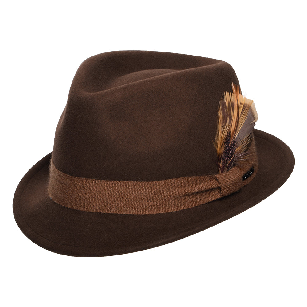 Chapeau Trilby en Laine Feutrée et Cachemire Guilford Player marron STETSON