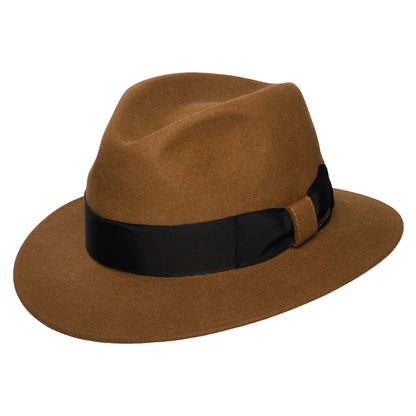 Chapeau Fedora Safari en Feutre de Castor Mélangé Lestoca Traveller marron STETSON