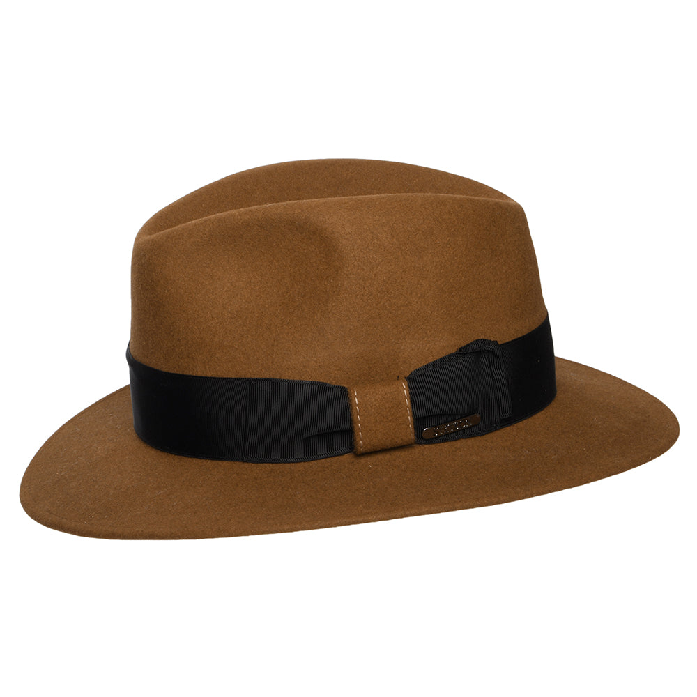 Chapeau Fedora Safari en Feutre de Castor Mélangé Lestoca Traveller marron STETSON