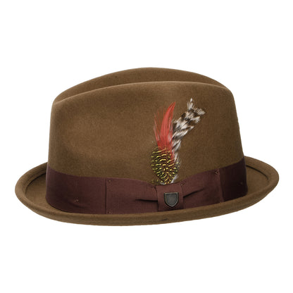 Chapeau Trilby Gain en Laine Feutrée café-châtaigne BRIXTON