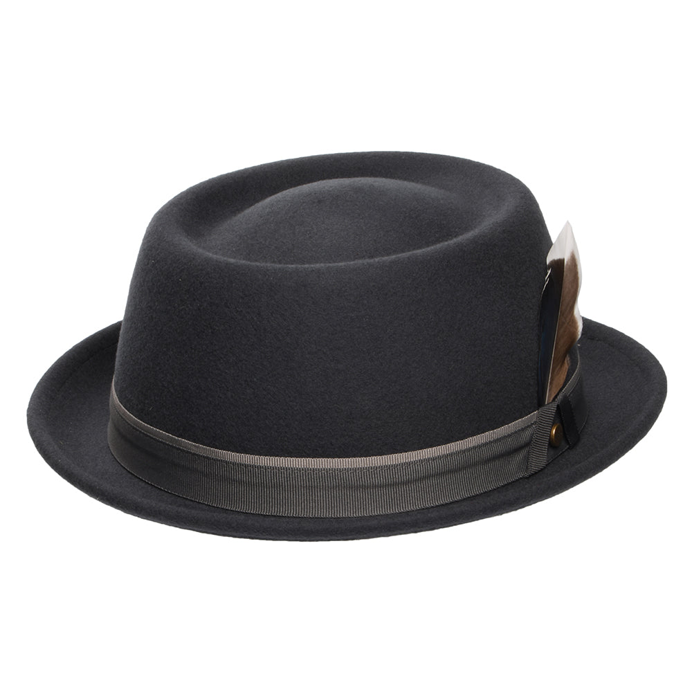 Chapeau Pork Pie en Laine Feutrée Hydrofuge gris foncé STETSON