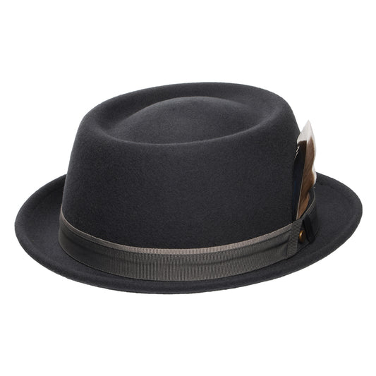Chapeau Pork Pie en Laine Feutrée Hydrofuge gris foncé STETSON