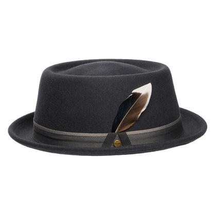 Chapeau Pork Pie en Laine Feutrée Hydrofuge gris foncé STETSON