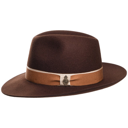 Chapeau Fedora en Laine Feutrée Lingfield marron CHRISTYS