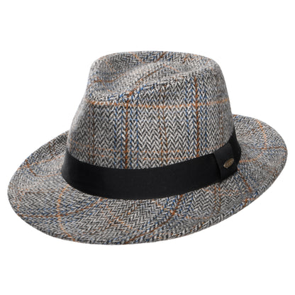Chapeau Fedora en Laine Mélangée à Chevrons Barry gris SCALA