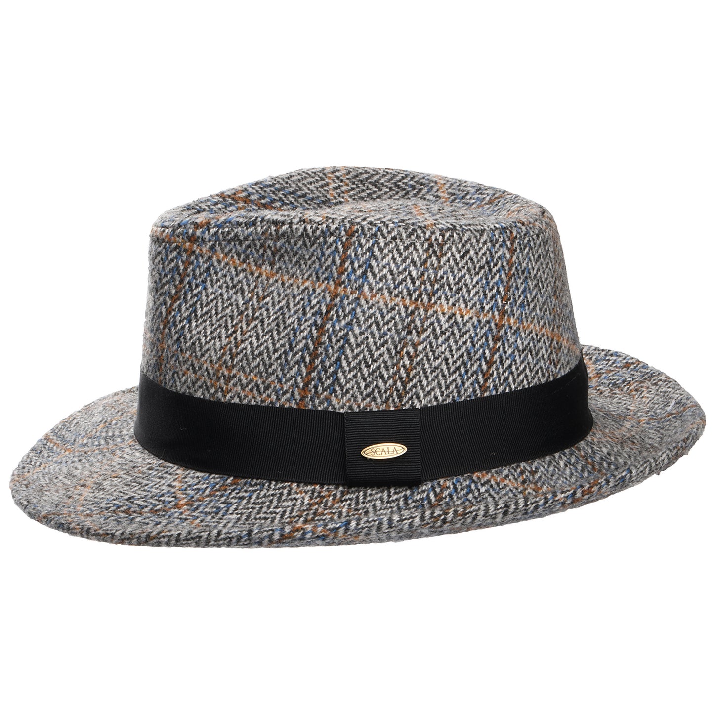 Chapeau Fedora en Laine Mélangée à Chevrons Barry gris SCALA