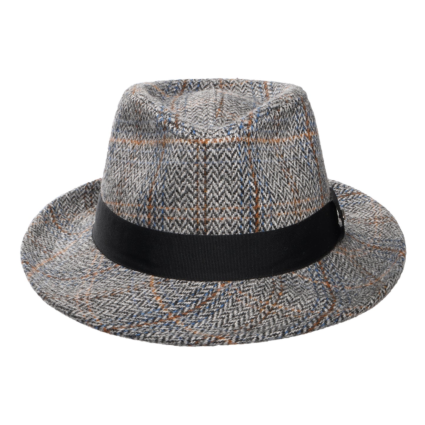 Chapeau Fedora en Laine Mélangée à Chevrons Barry gris SCALA