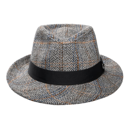 Chapeau Fedora en Laine Mélangée à Chevrons Barry gris SCALA