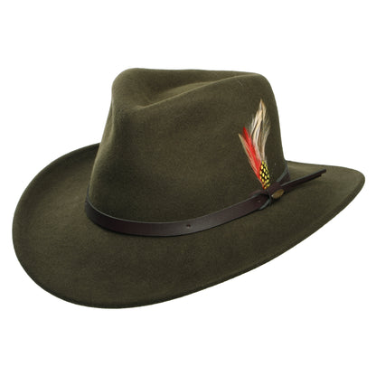 Chapeau Australien en Laine Feutrée Déformable Hydrofuge Dakota olive SCALA