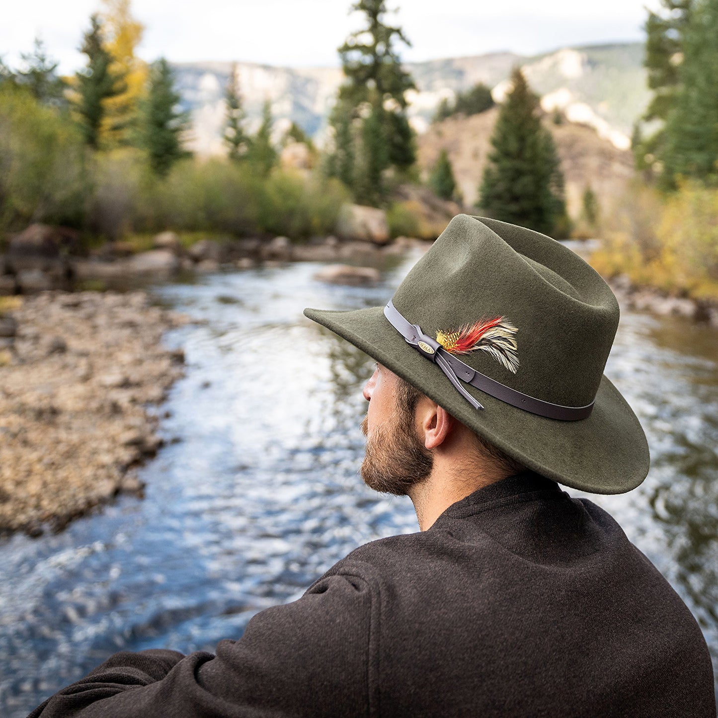 Chapeau Australien en Laine Feutrée Déformable Hydrofuge Dakota olive SCALA