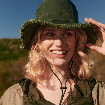 Chapeau Été en Coton T3 Fringe Wanderer vert sapin TILLEY